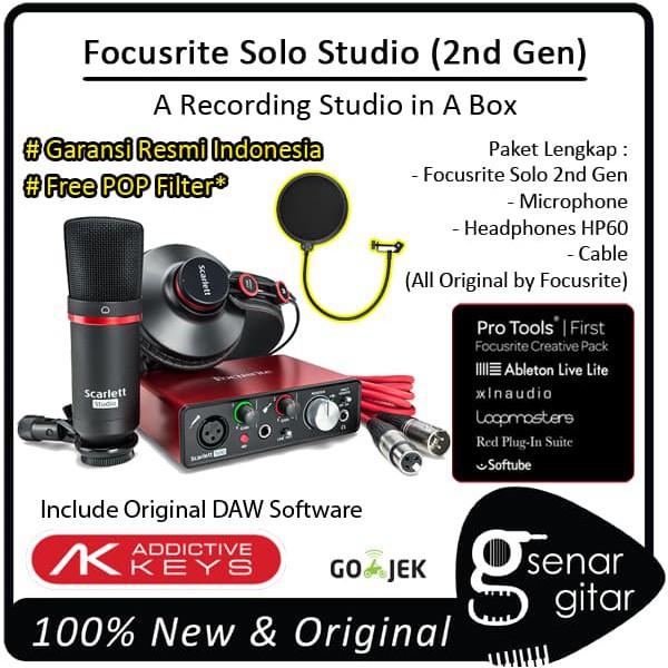 TERGREGET  Focusrite Scarlett Solo Studio - 2nd Generartion- USB Audio Interface AK18