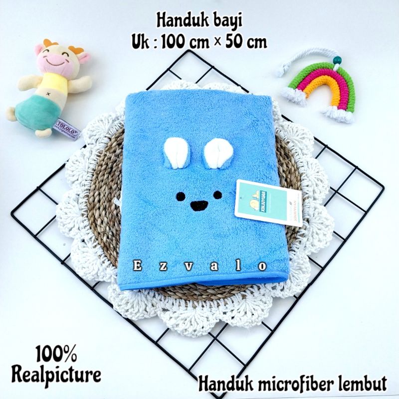 HB-04 Handuk bayi 3D kuping microfiber lembut 100cmx50cm