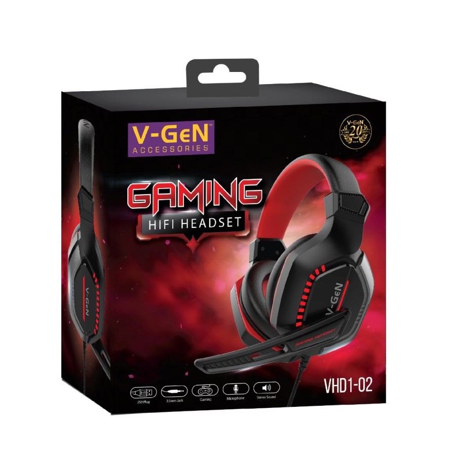 Headset Gaming V-GeN VHD1-02 HiFi Wired Headphone VGEN Gaming Stereo