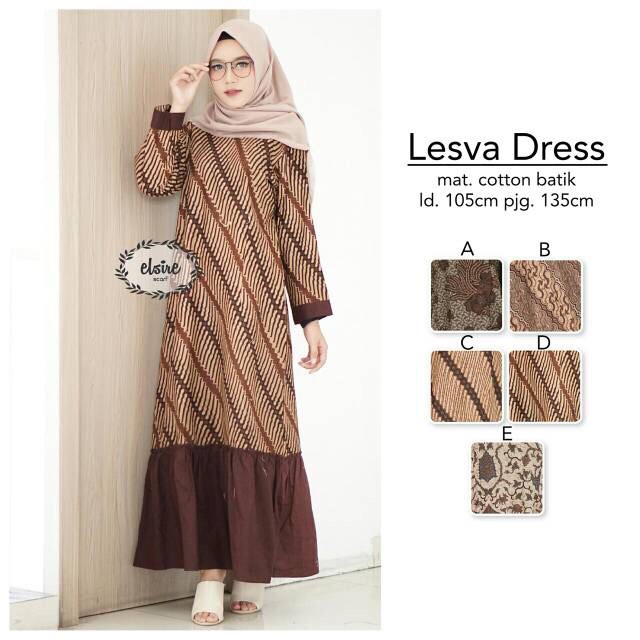 Lesva Elsire Gamis Sogan Premium Sarimbit Batik Modern Seragam Muslim