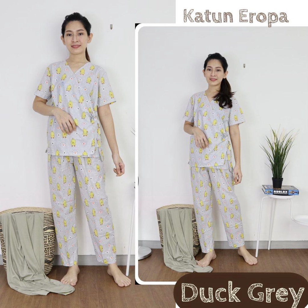 IZANY Piyama Kimono Katun Eropa Premium-DUCK GREY KP