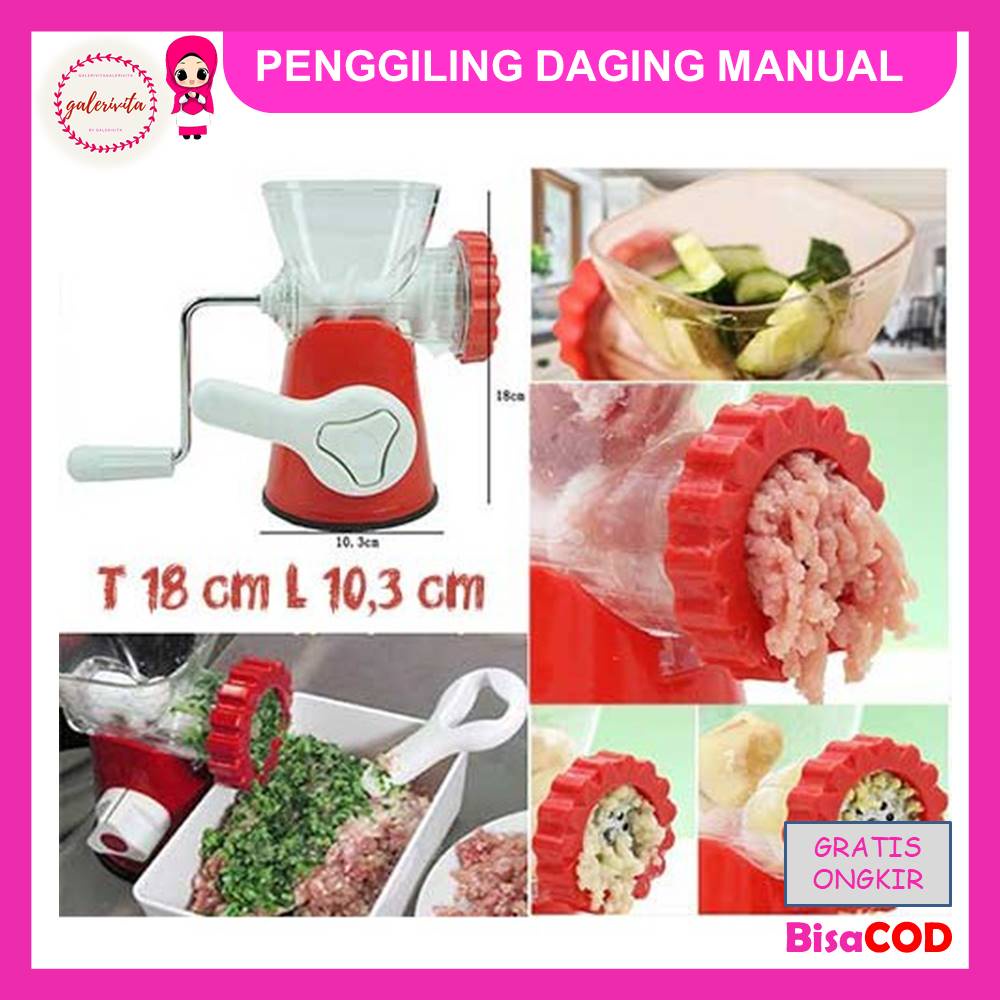 Penggiling Daging Manual / Meat Grinder Penggiling Daging / Meat Grinder Manual Merah Hijau