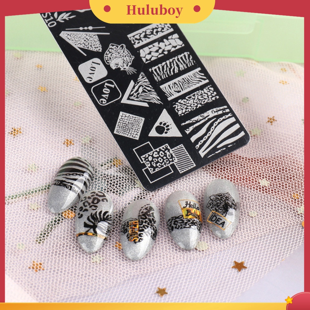 Huluboy Huluboy♡ Plat Stempel Kuku Motif Print Bunga Aneka Pola Anti Karat Untuk Nail Art