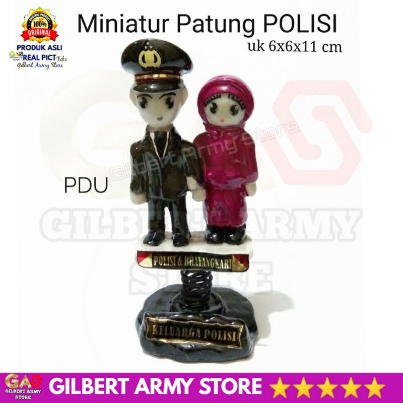 GILBERT ARMY STORE Miniatur Patung Polisi Polri  Bhayangkari PDU PDH Lengan Panjang Pendek Pajangan Dashboard Mobil Unik Lucu Kado Pernikahan Cendramata Hiasan Lemari Terbaru Grosir Murah