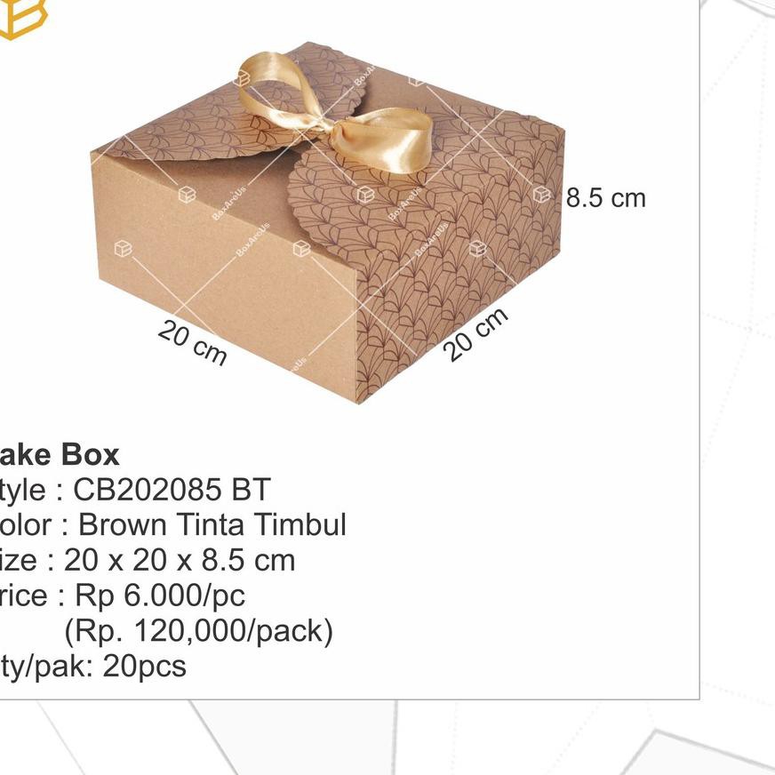 

New ArriVal CB202085 (20pcs) - Cake box, Box kue,Kotak Dus, Thermo box, packaging, kotak kue Janmur