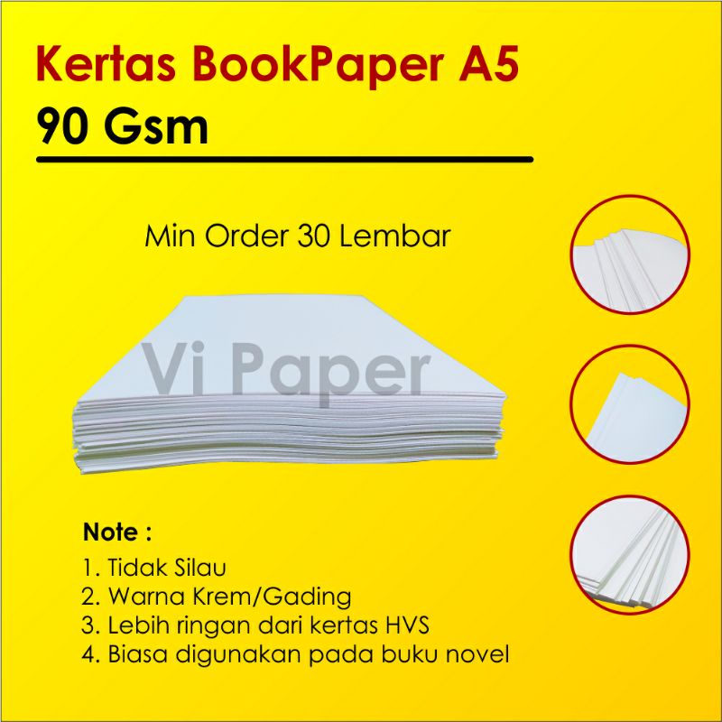 

Kertas Bookpaper A5 90 gsm warna krem