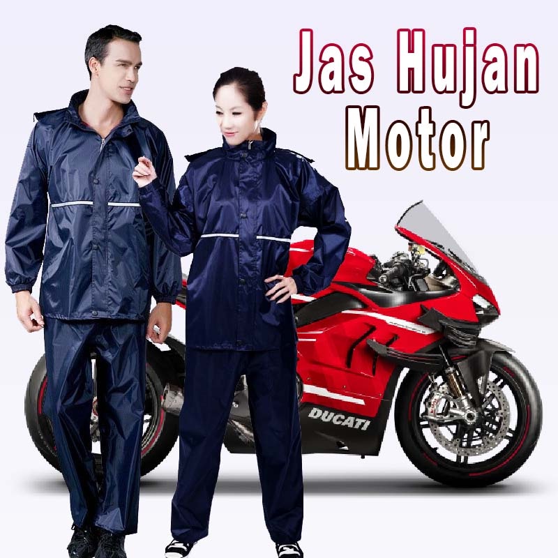 Jas Hujan Motor Mantel hujan jaket celana terpisah ideal untuk bikers pengendara motor