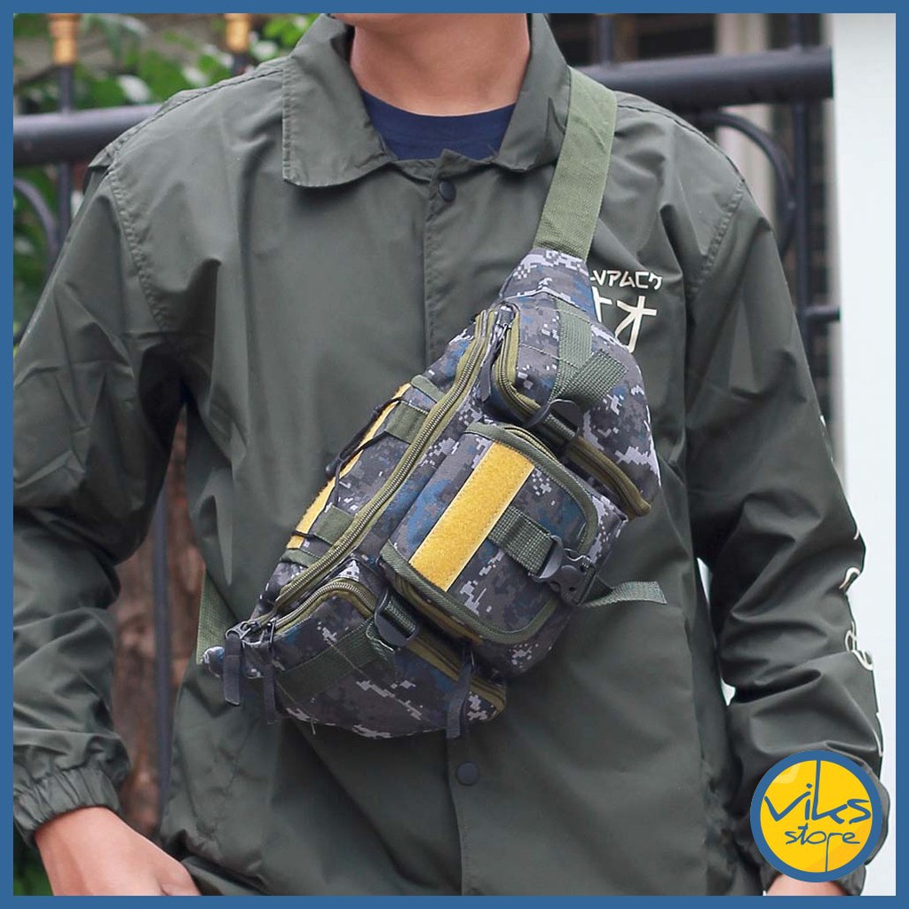 Tas Pinggang Pria Cowok Army Original Selempang Waistbag Besar Casual Premium Multifungsi Lokal