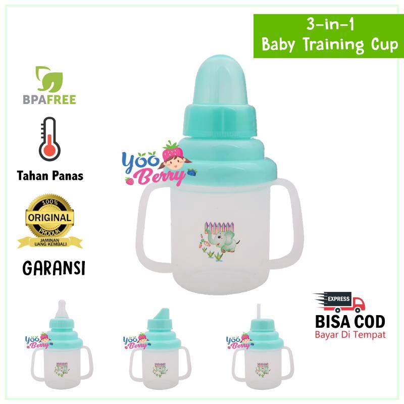 YooBerry Mart Training Cup Multifungsi 3 in 1 Gelas Minum Ninio Bayi Spout Straw Nursing Cup Tahan Panas Berry Mart