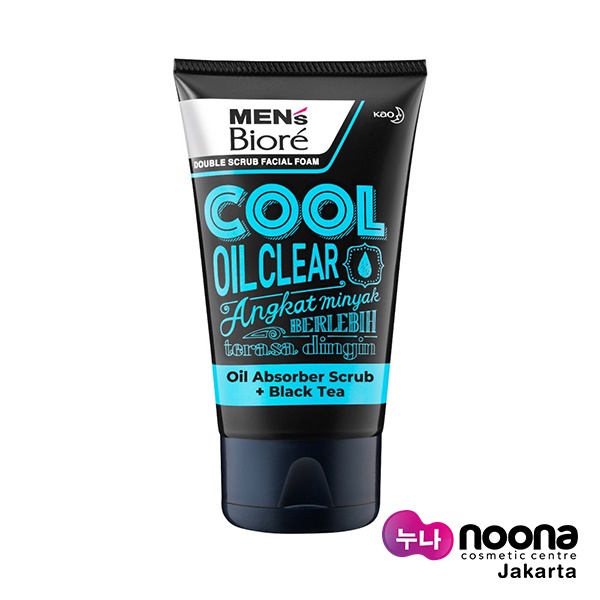 MEN'S BIORE DOUBLE SCRUB FACIAL FOAM COOL OIL CLEAR