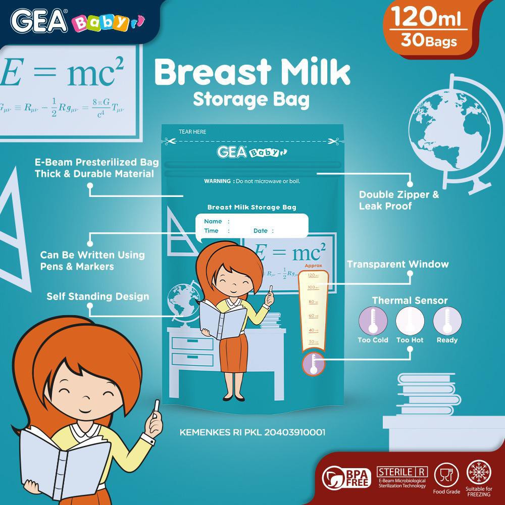 Gea Baby Breast Milk Storage Bag 120ml - Kantong ASI Bayi Seri Profesi 120 ml isi 30pcs