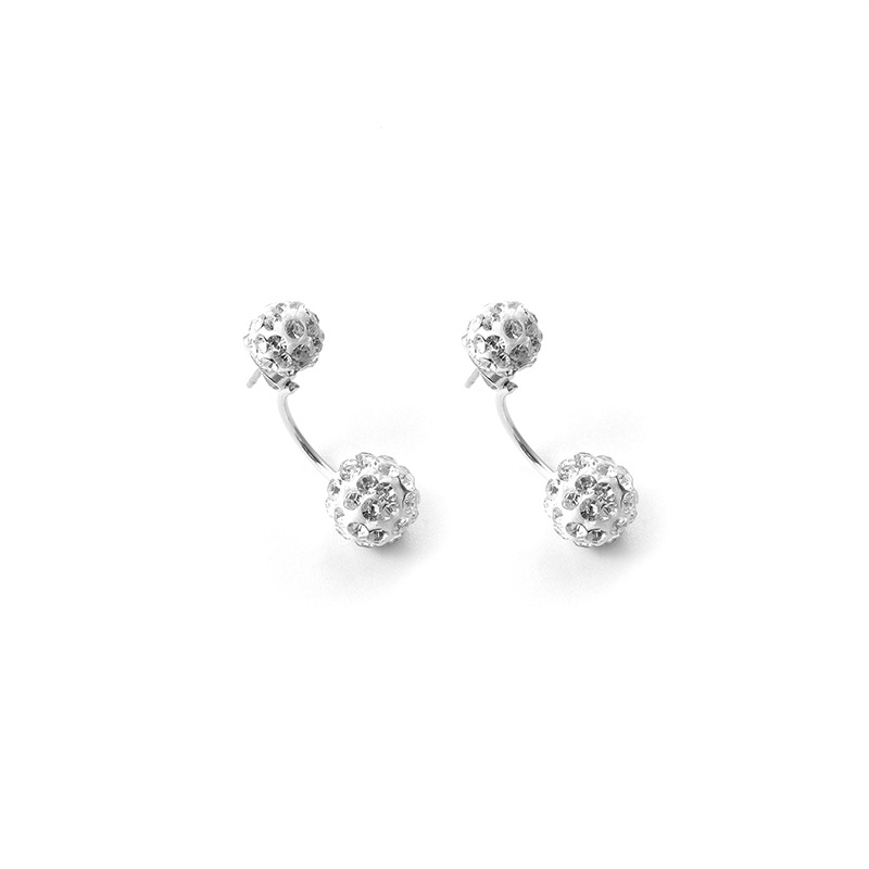 Anting-anting kristal bola perak berlapis Versi Korea Shambala mencari anting antialergi