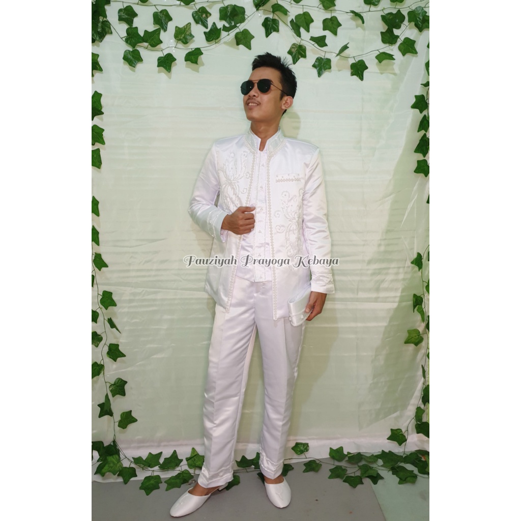 Beskap Pengantin Akad Nikah Putih Payet Bridal Termurah