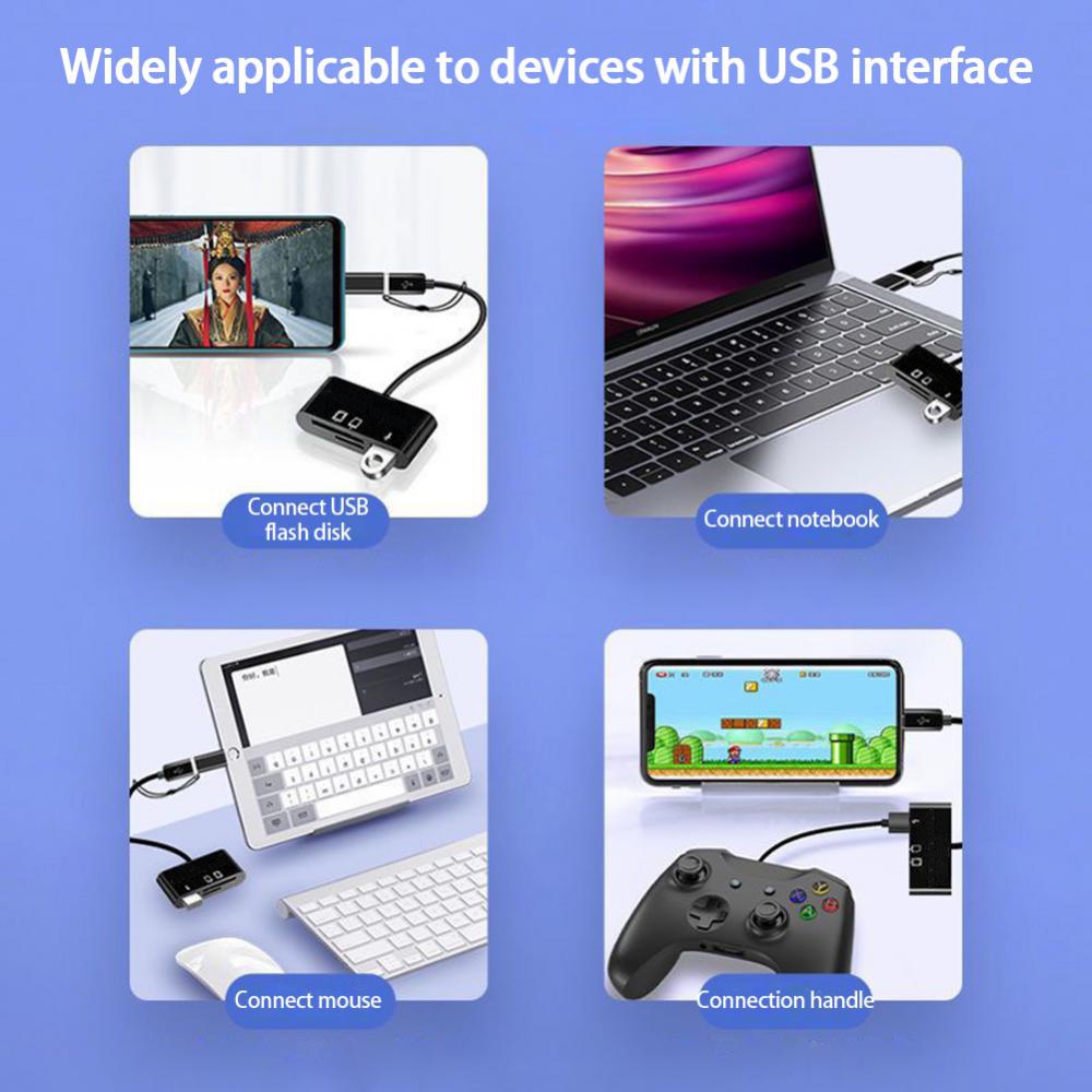 Actual USB 2.0 Type-C OTG 2in1 Micro USB Universal Extended Multifunction Card Reader/TF/SD/Flash Drive/Adapter