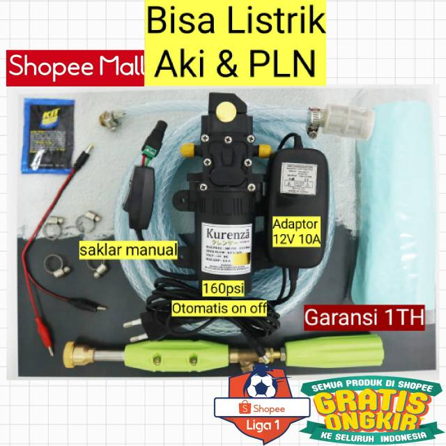 Alat Cuci Motor & Mobil & AC & Tanaman Pompa Air Mini DC 340PSI Portabel Bergaransi