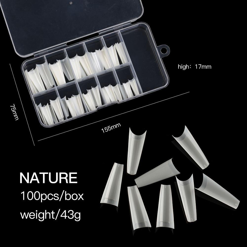 Mxbeauty Ballerina Kuku Palsu 100Pcs/box Ultra Tipis Tekan Di Kuku French Half Cover Nails Quick Building Mold Fake Nail Art Tips