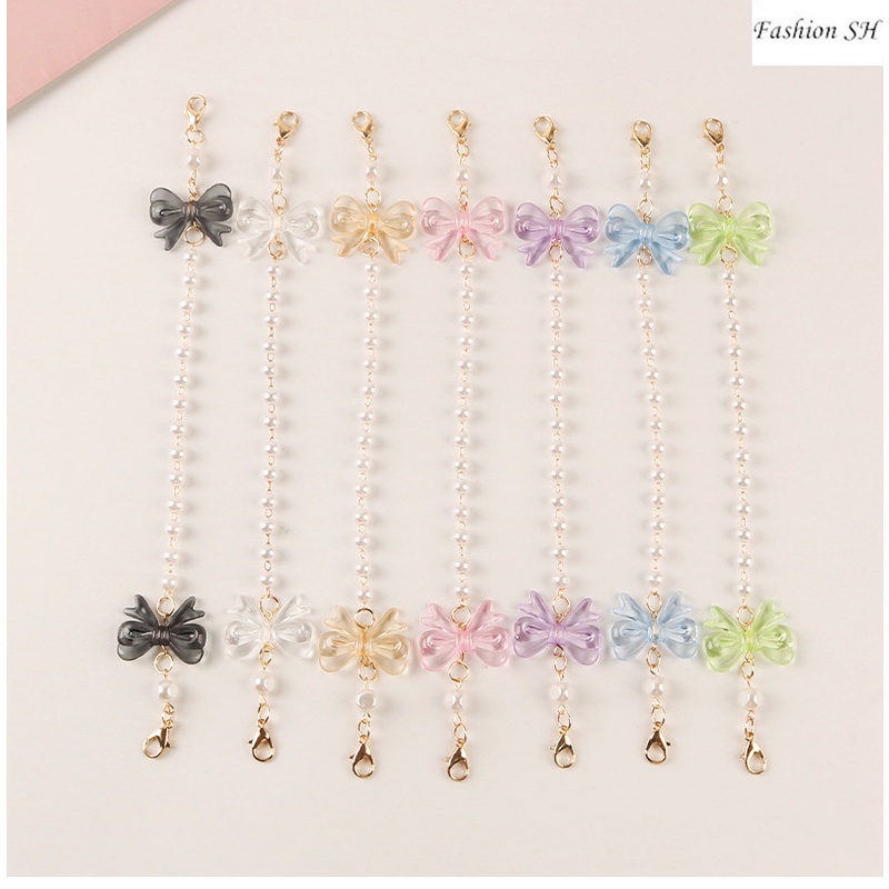 Butterfly Rantai Extender Masker Wajah Desain Kupu-Kupu Mutiara Untuk hijab / Syal M60102
