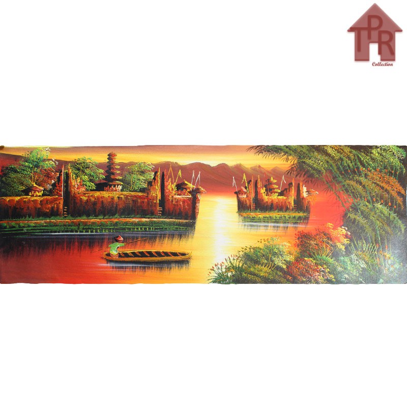 Lukisan Asli - Bali Sunset Landscape 90x30cm.