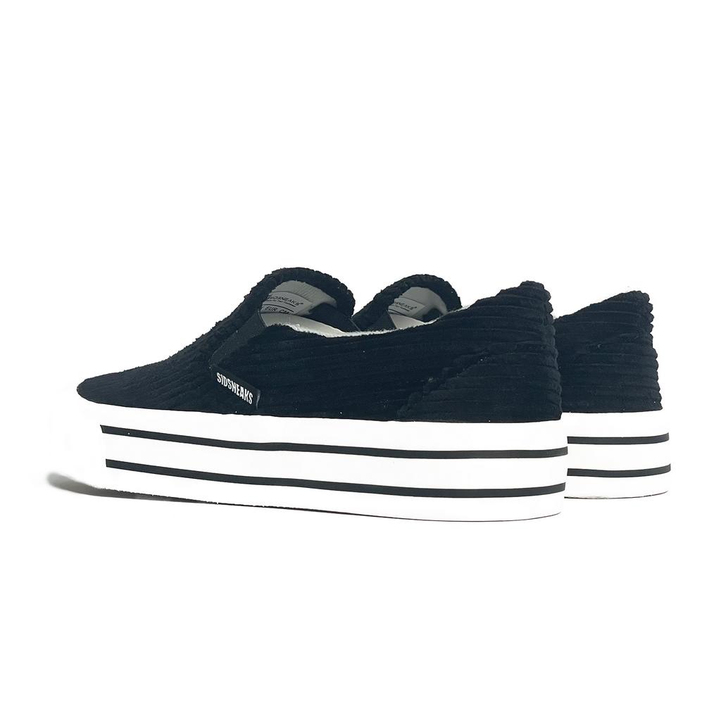 SIDSNEAKS Sepatu Slip On Pria Exelas Corduroy Black White