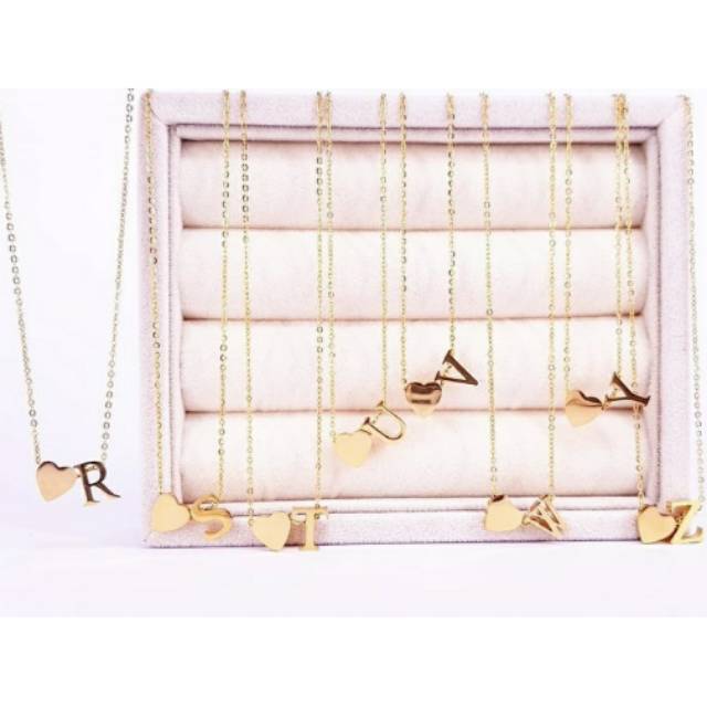 Kalung Huruf Love Titanium Rosegold