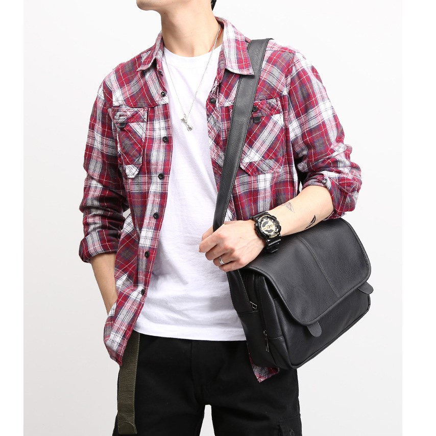 Tas Selempang Pria Keren Sedang Kekinian Terlaris Formal Army R7Y6 Kulit Distro Branded Style Terbag