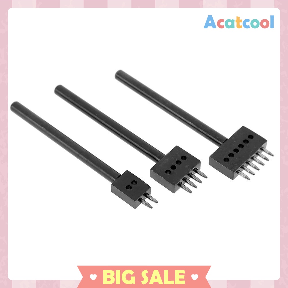 3pcs/Set 5mm Pitch 2 4 6 Prong Hardened Leather Hole Punch Leather Stitch