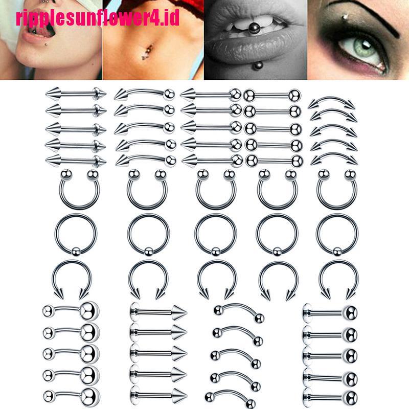 60pcs Anting Tindik Hidung / Bibir / Lidah / Perut / Pusar Bahan Baja Campuran