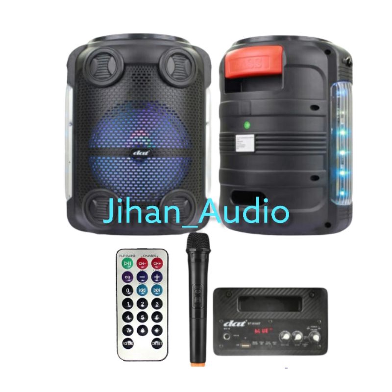 Speaker Bluetooth 8 inch DAT 810 Portable Radio USB Extra Bass Free Mic Speaker Karaoke Aiwa