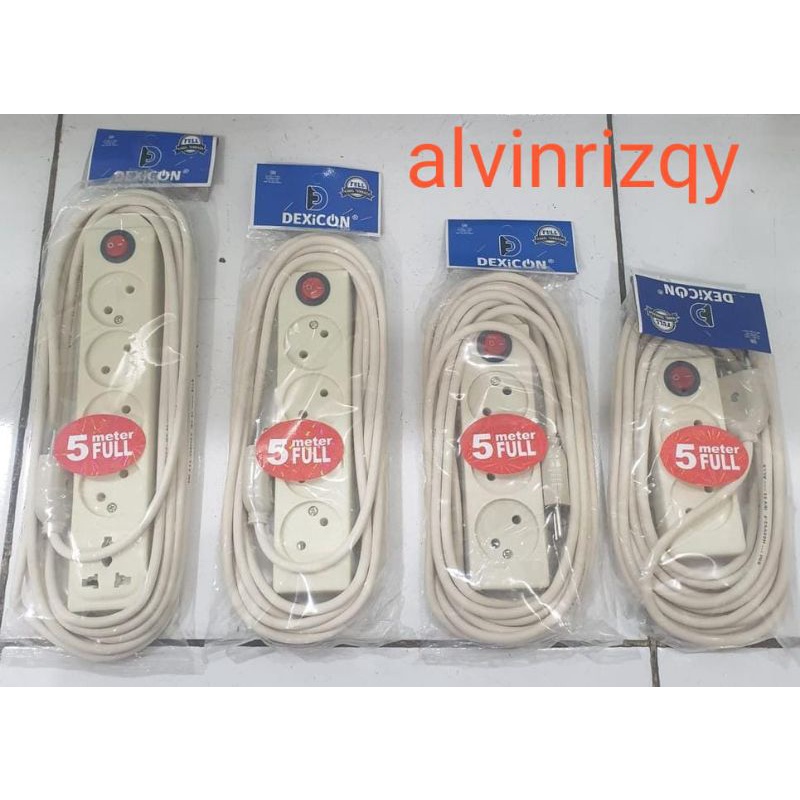 Stop Kontak Kabel GEPENG Dexicon 2/3/4/5 Lubang 5 Meter Dexicon