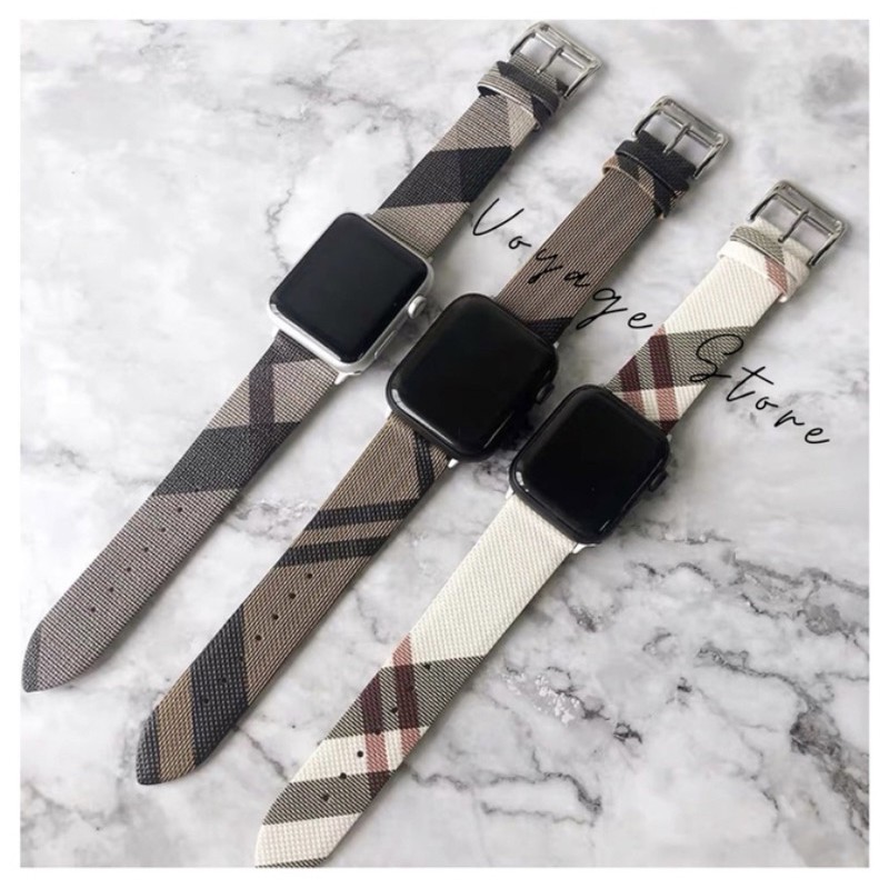 Tali jam tangan 22mm strap apple watch series 8 ULTRA 2 4 6 7 SE 49mm 45mm 41mm 40mm 38mm kulit leather plaid kotak classic vintage iwatch