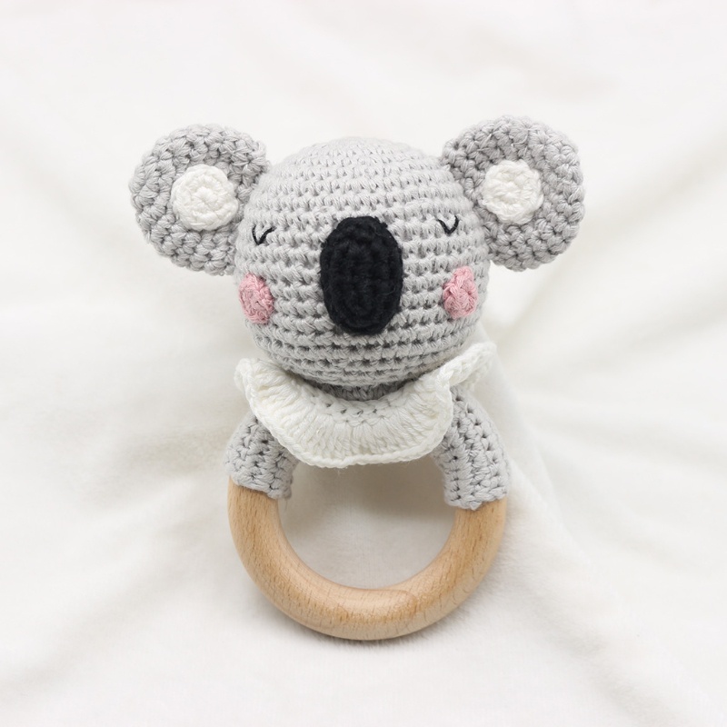 Mary Mainan Rattle Teether Bentuk Koala Bahan Kayu Beech Untuk Bayi