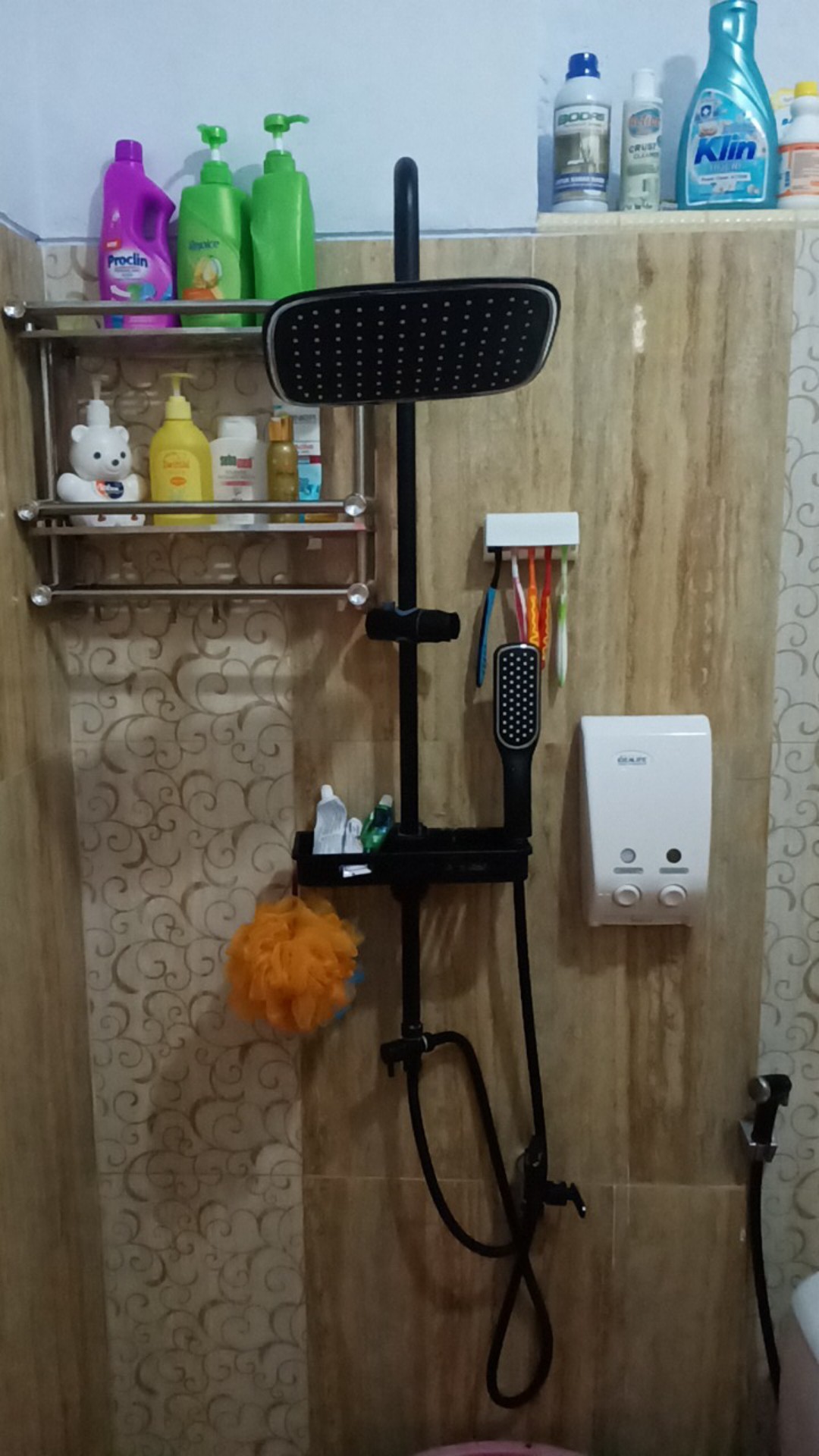 Shower Tiang Set Stainless/ Shower Tiang Hitam Stainless