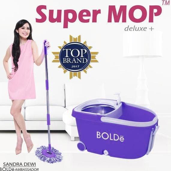 Bolde Super Mop Deluxe + Plus Alat Pel Putar Stainless Roda Drainase