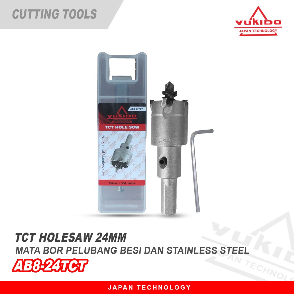 HOLE SAW PELUBANG BESI TCT 24mm YUKIDO / MATA BOR BESI / ALAT PELUBANG BESI
