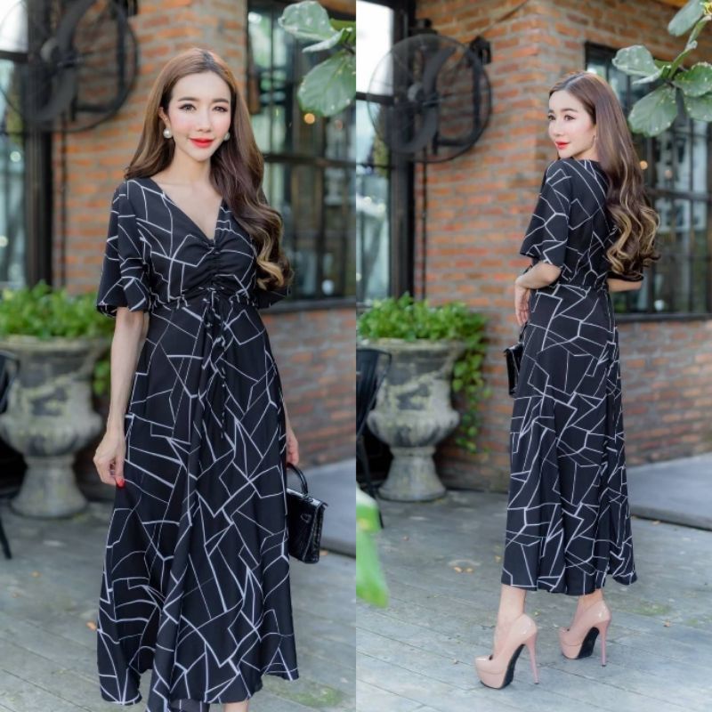 MAXI DRESS MOTIF / LONG DRESS FASHION WANITA IMPORT BANGKOK NOB