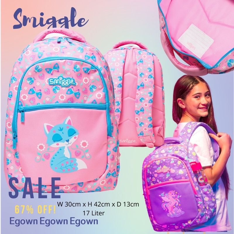 KADO ANAK Original Tas Smiggle Backpack Junior Frozen Minion Chelasea Gold Unicorn Express Panda Pep