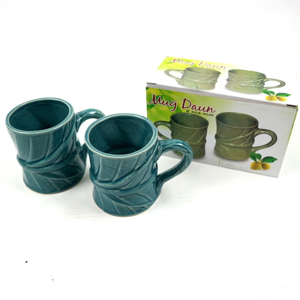 Mug Keramik Daun set 2 pcs 350 ml - KL Gelas Set