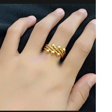 cincin motif keroncong lilit perhiasan wanita titanium gold