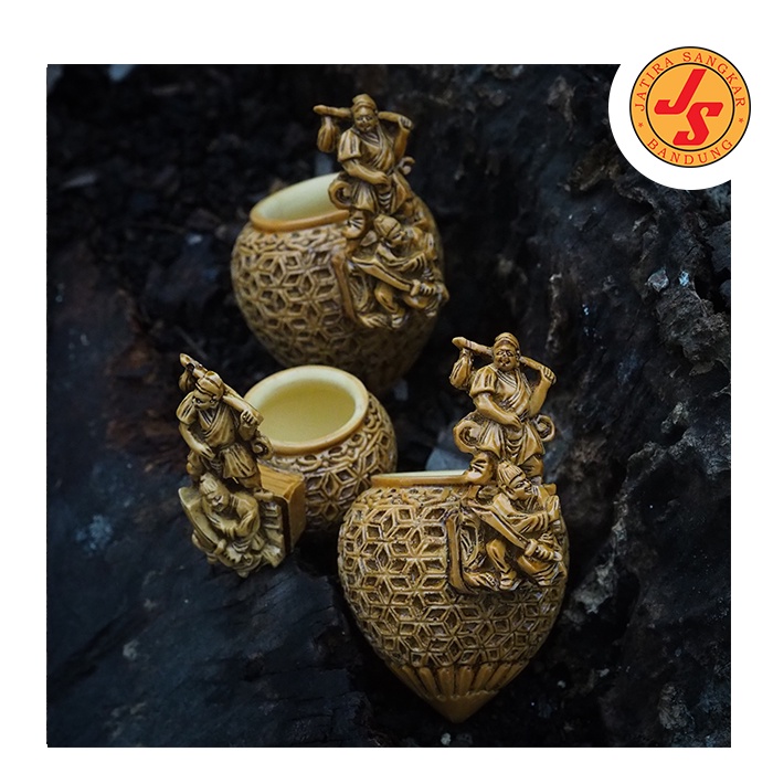 MANGKOK CEPUK CANGKIR UNTUK PAKAN BURUNG MOTIF DEWA COKLAT