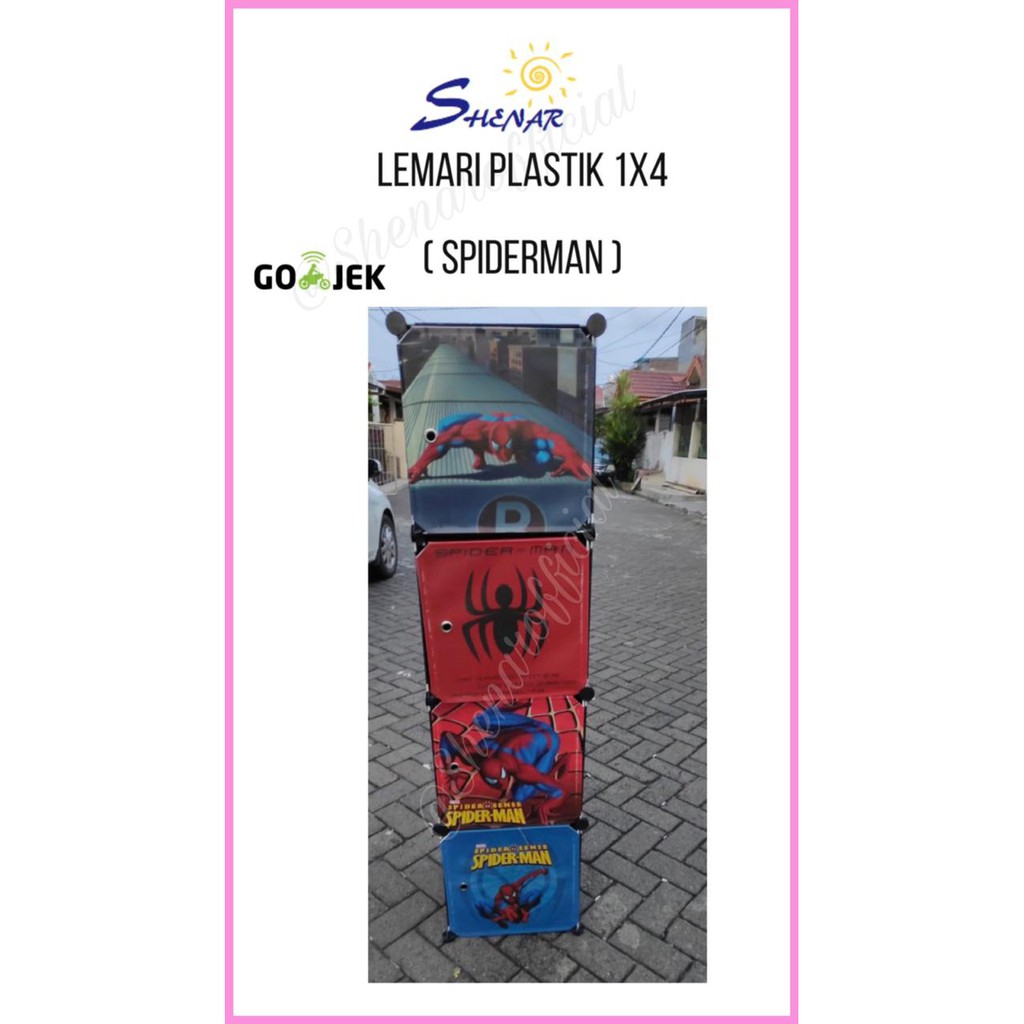 Rak Penyimpanan Modern/Lemari Anak /Lemari 4 Pintu/Rak baju/Rak karakter (Lemari Plastik1x4),SHENAR