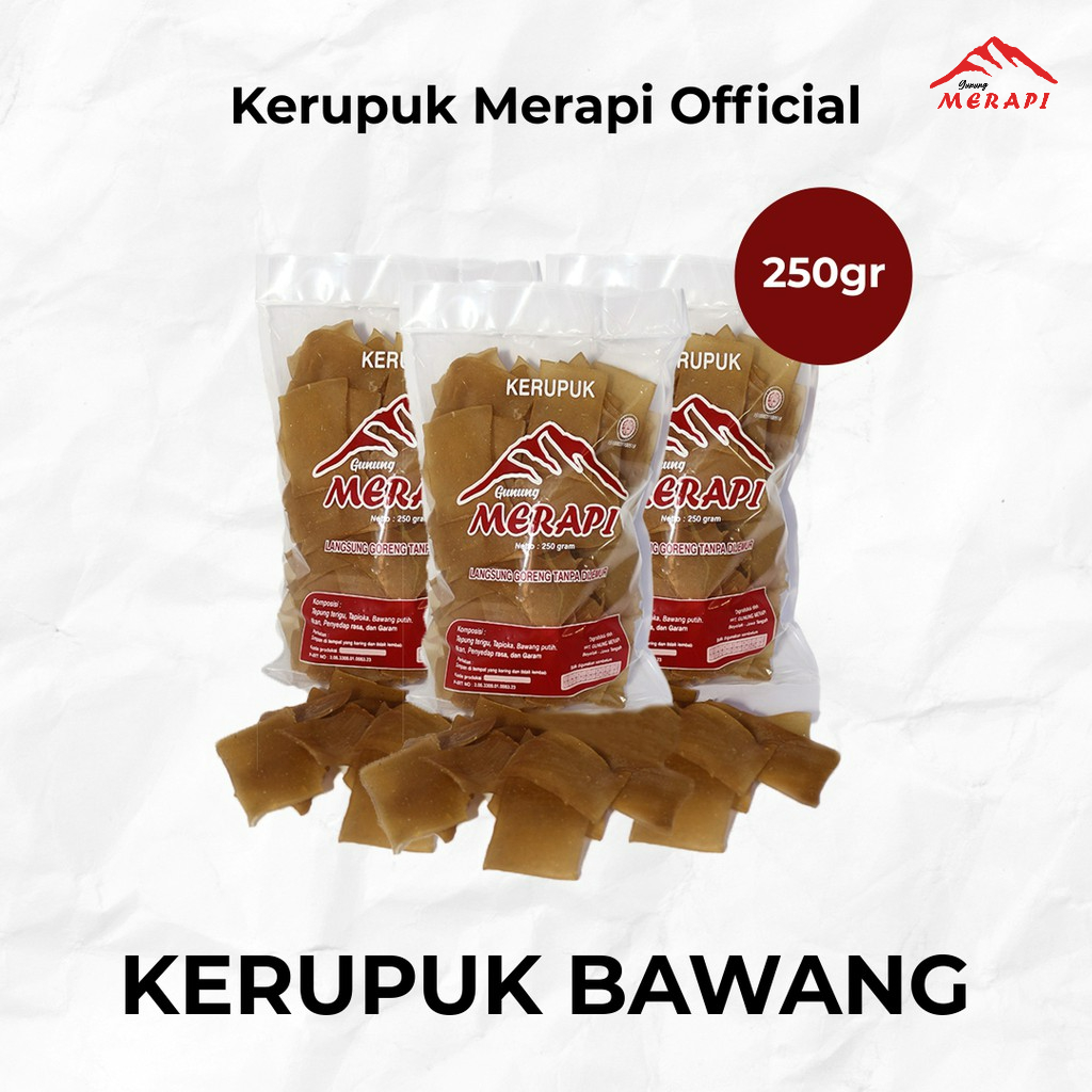 

Kerupuk Bawang Mentah cap Gunung Merapi 250 gram termurah, Asli Boyolali