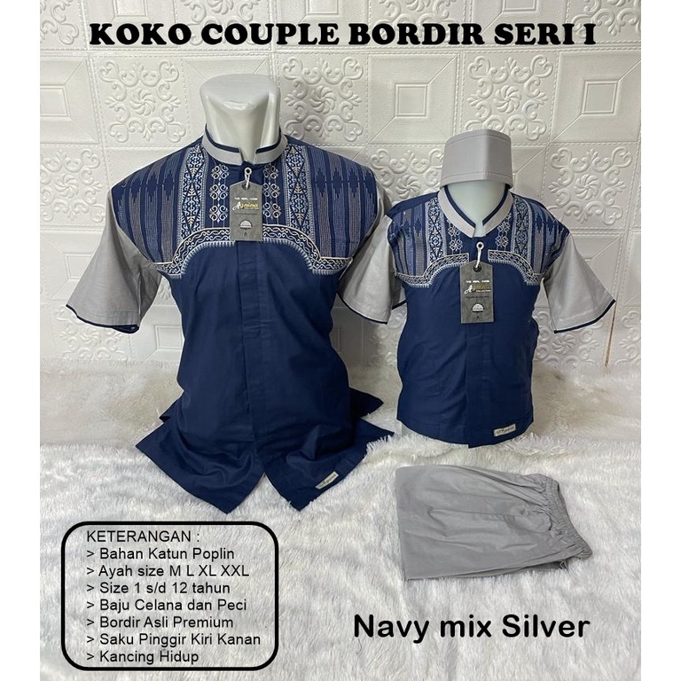 Koko Anak dan Ayah Couple Agnina Motif Bordir