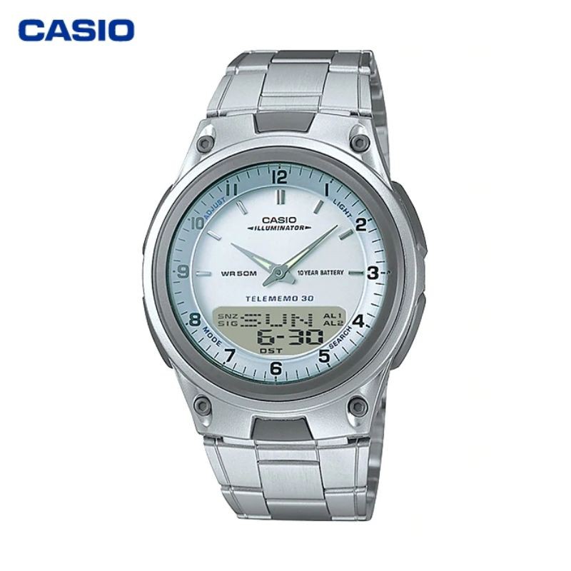 JAM TANGAN PRIA CASIO AW-80D-7A ORIGINAL - AW80D SILVER PUTIH