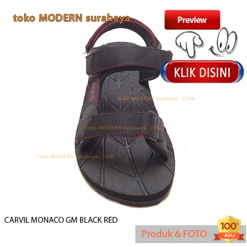 CARVIL MONACO GM BLACK RED sandal pria sandal gunung slide spons embos