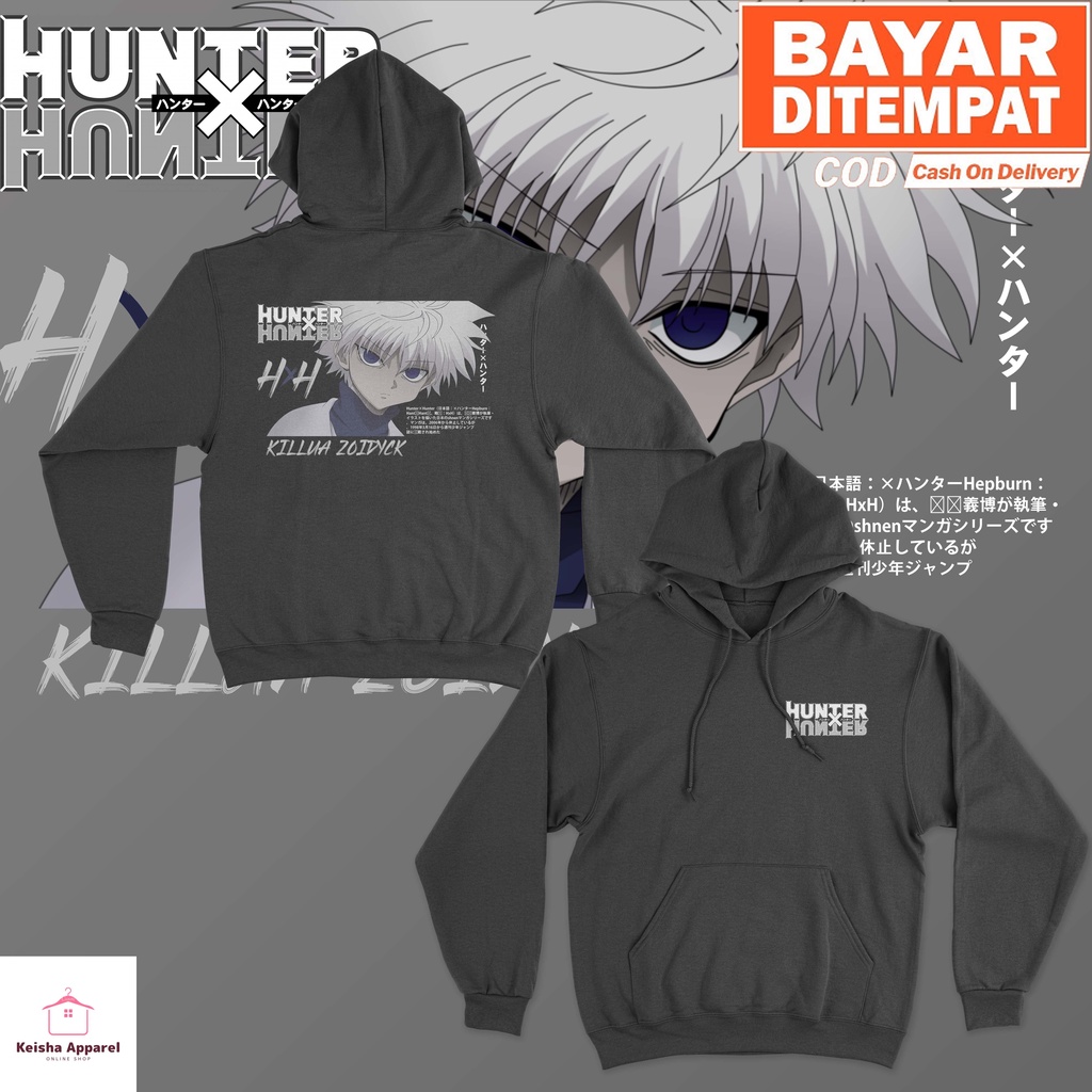 JAKET HOODIE ANIME HUNTER X HUNTER KILLUA ZOLDYCK HOODIE KILLUA PRIA WANITA