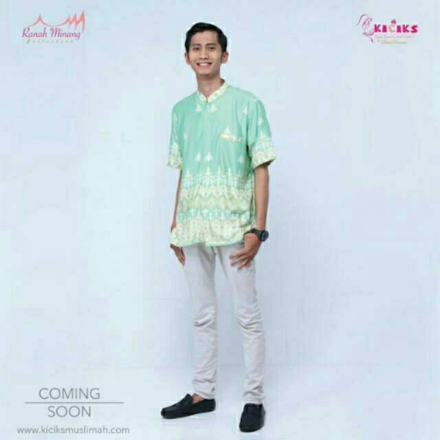 Koko Baju Muslim Pria Ranah Minang Kiciks in Green