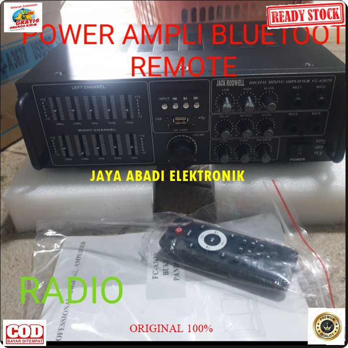 G484 AMPLI BLUETOOTH POWER AMPLIFIER REMOTE RADIO BLUETOOTH EQUALIZER MIXER BLUETOOTH KARAOKE MIXING AMPLI USB MP3 PLAYER AUDIO SOUND AC DC PRO AUX DJ MP3 ORIGINAL REMOT BISA BLUETOOTH KE SEGALA MEREK HANDPHONE AC DC BISA JUGA DIPAKE DIMOBIL PALE AKI