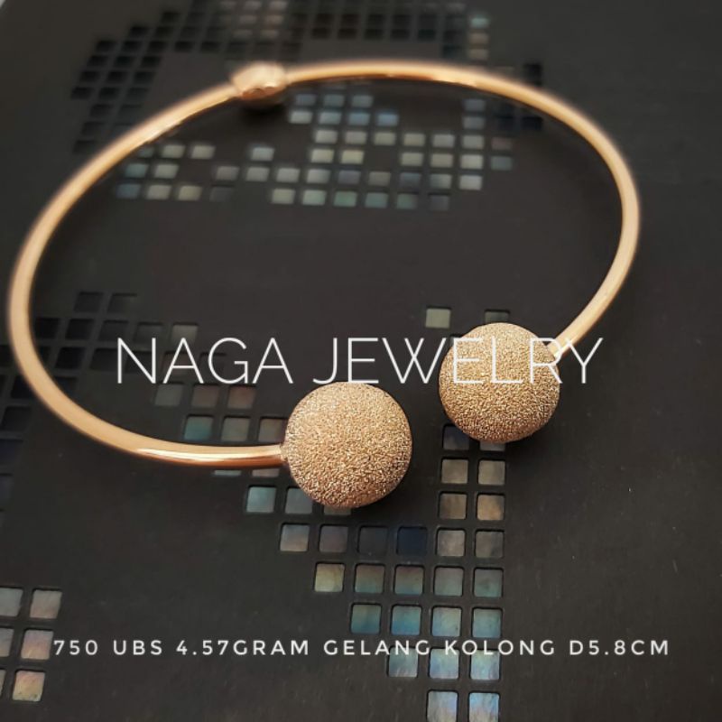 GELANG OVAL BOLA PASIR EMAS 750