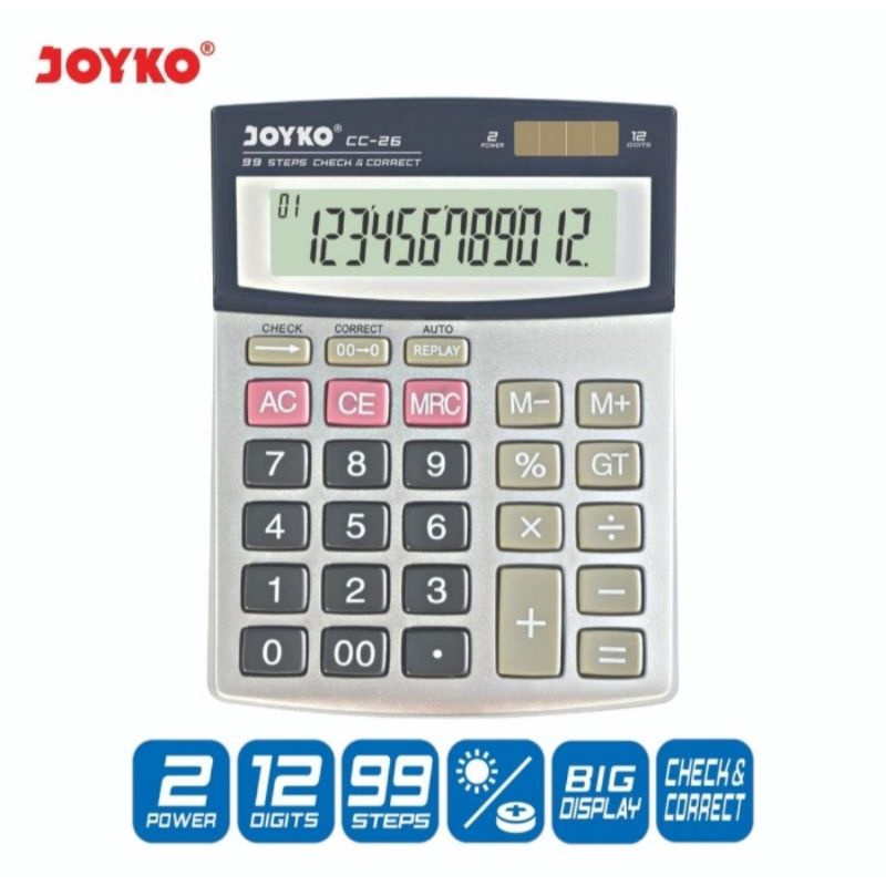 Kalkulator JOYKO CC 26 Original - Calculator Check Correct Bisa Cek Ulang CC26