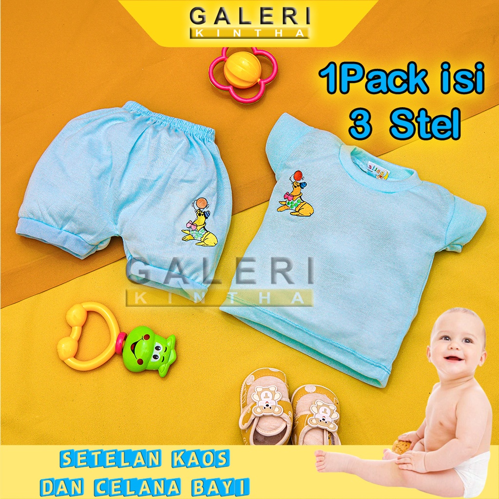 Setelan Baju Bayi Laki laki Newborn Lengan Pendek